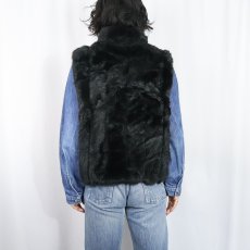 画像4: COACO リバーシブル フェイクファーベスト BLACK L (4)