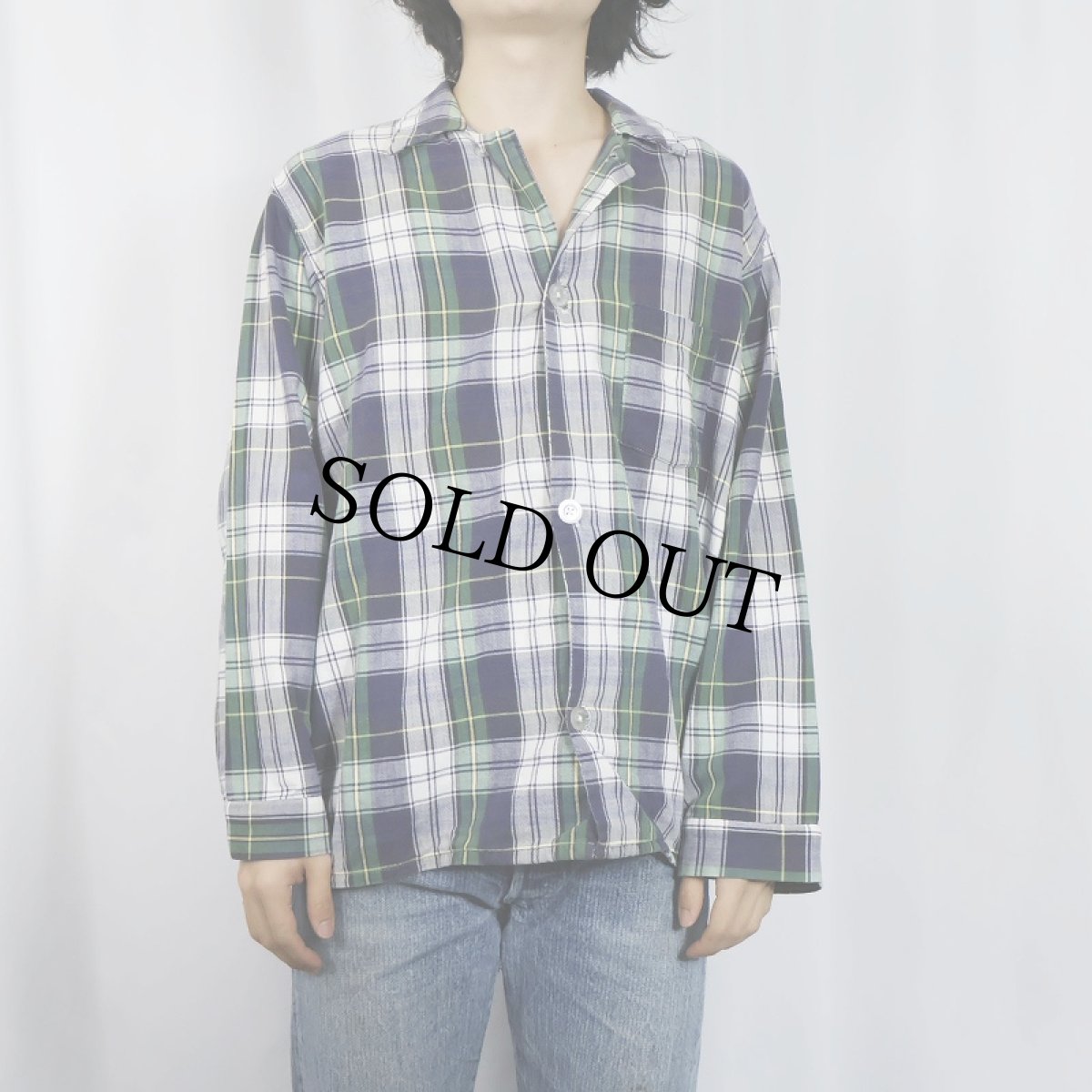 画像2: 80〜90's L.L.Bean USA製 チェック柄 コットンパジャマシャツ (2)