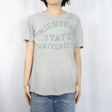 画像2: 60's Champion 大文字ランタグ USA製 "MICHIGAN STATE UNIVERSITY" 染み込みプリントTシャツ SIZE44 (2)