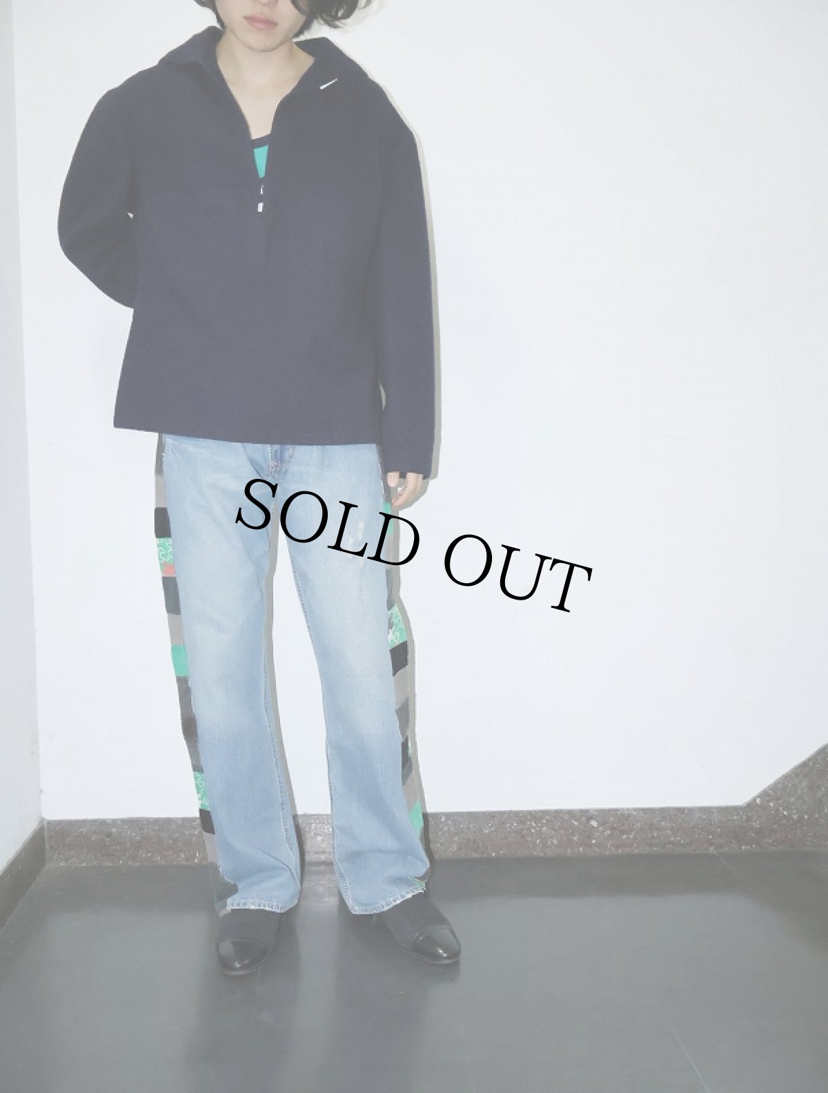 画像4: OLD NAVY サイドパッチワーク デニムパンツ W36 (4)