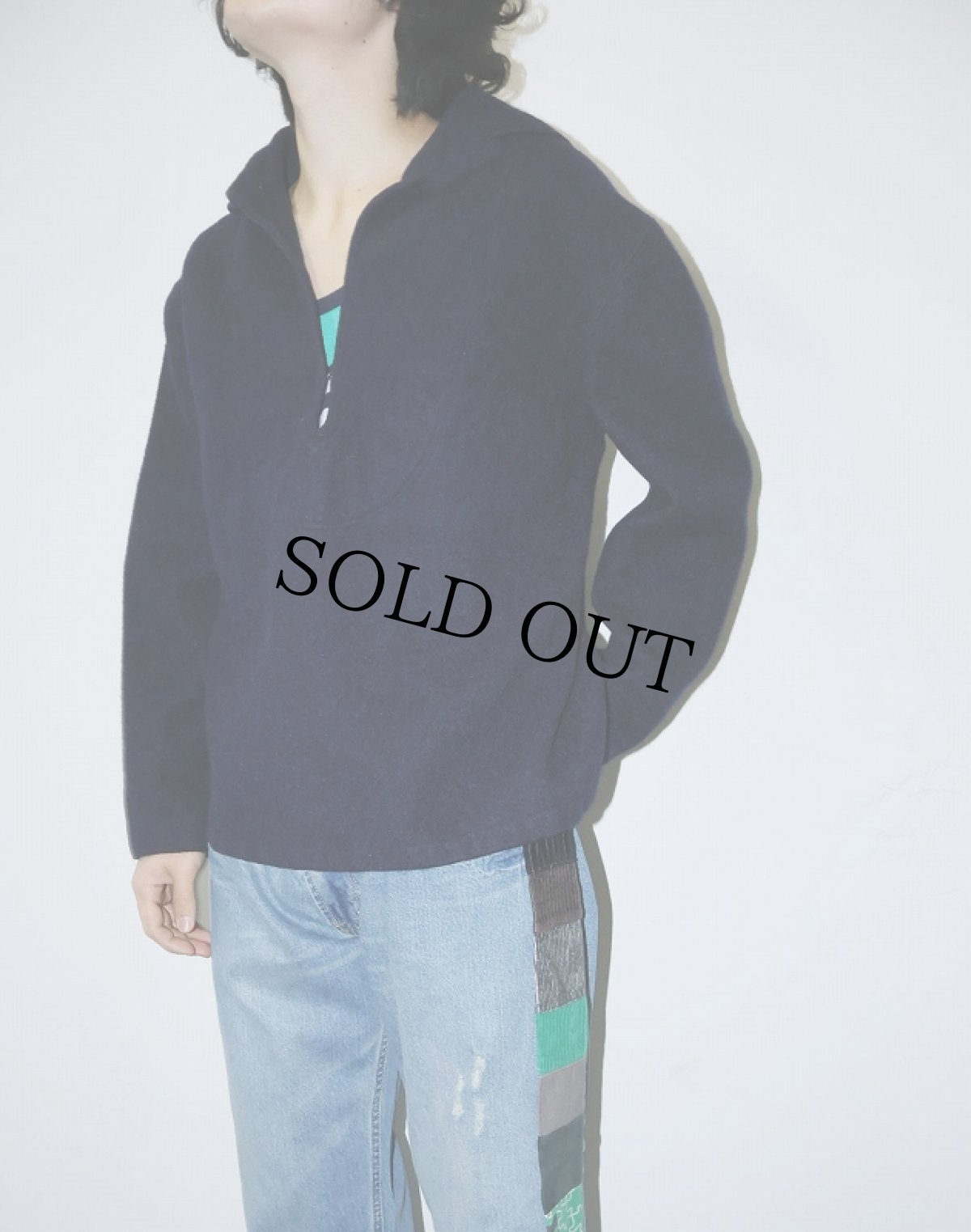 画像1: 60's FRENCH NAVY ウールセーラーシャツ NAVY  (1)