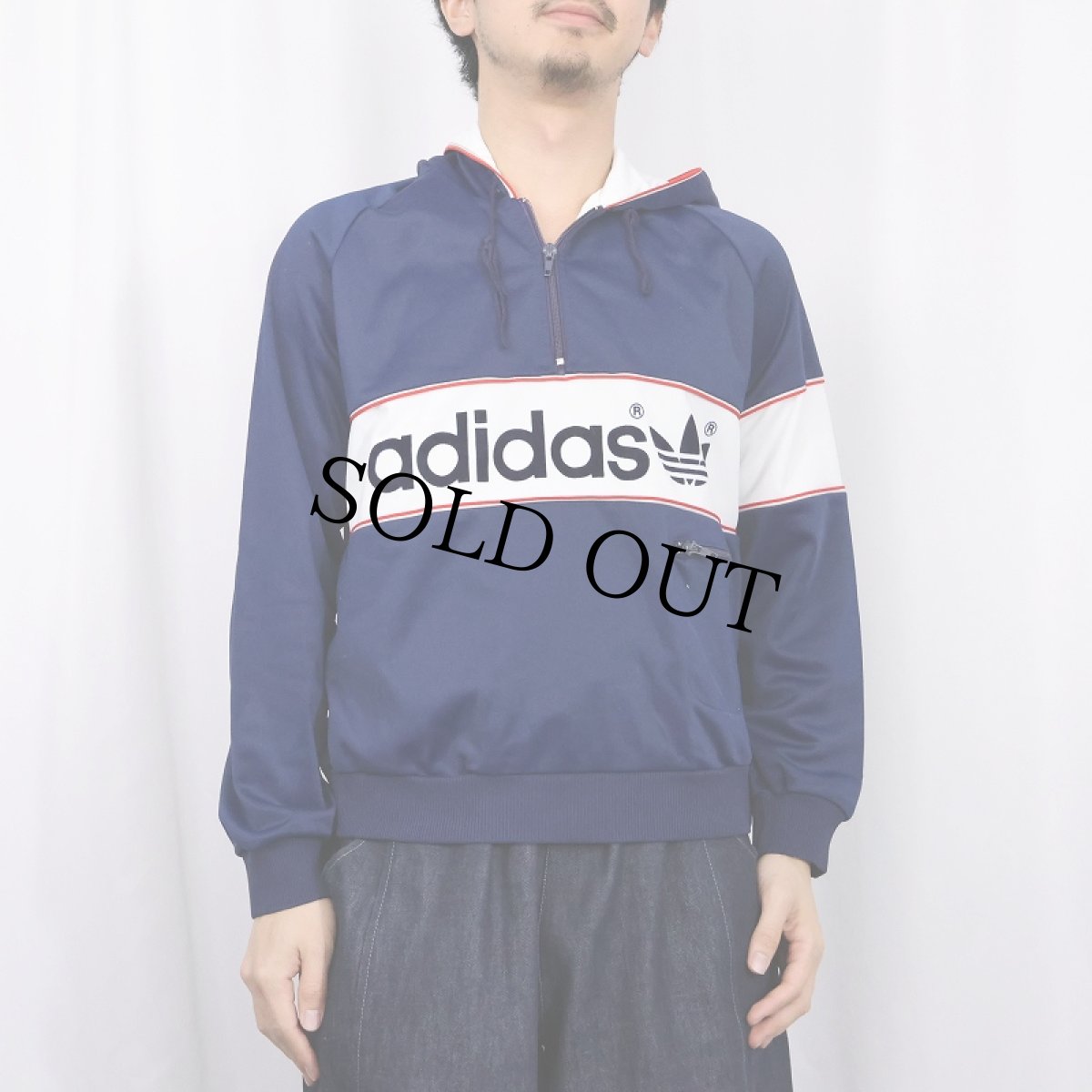 画像2: 70's adidas WEST GERMANY製 フロッキープリント ハーフジップパーカー L (2)