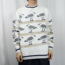 画像2: 90's MICHIGAN RAG CO. USA製 カモメ柄 プリントスウェット L (2)