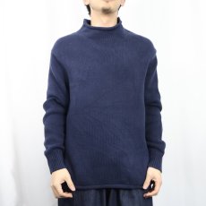 画像2: 90's J.CREW ロールネック ウールニットセーター NAVY M (2)