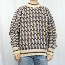 画像2: 総柄 モックネック ウールニットセーター (2)