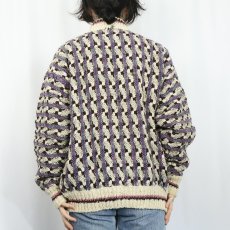 画像3: 総柄 モックネック ウールニットセーター (3)