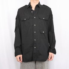 画像2: 80's BANANA REPUBLIC サファリシャツ BLACK M (2)