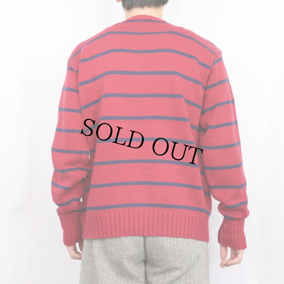 画像3: POLO Ralph Lauren ロゴ刺繍 ボーダー柄 コットンニットセーター XL (3)