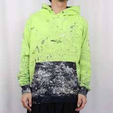 画像2: JACKEROO ペンキペイント 2トーン スウェットフーディー M (2)