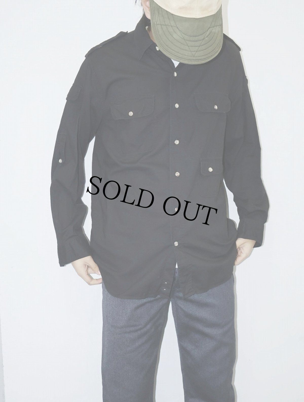 画像1: 80's BANANA REPUBLIC サファリシャツ BLACK M (1)