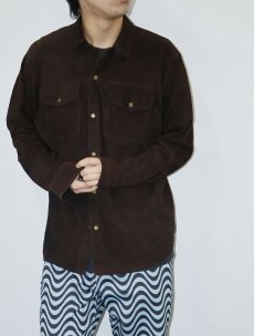 画像1: スエードレザーシャツ BROWN XL (1)