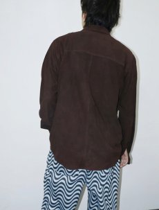 画像2: スエードレザーシャツ BROWN XL (2)