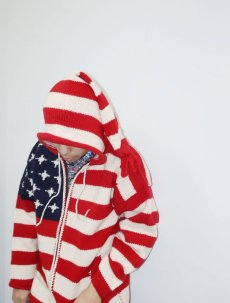 画像1: ECUADOR製 星条旗柄 ウールニットパーカー (1)