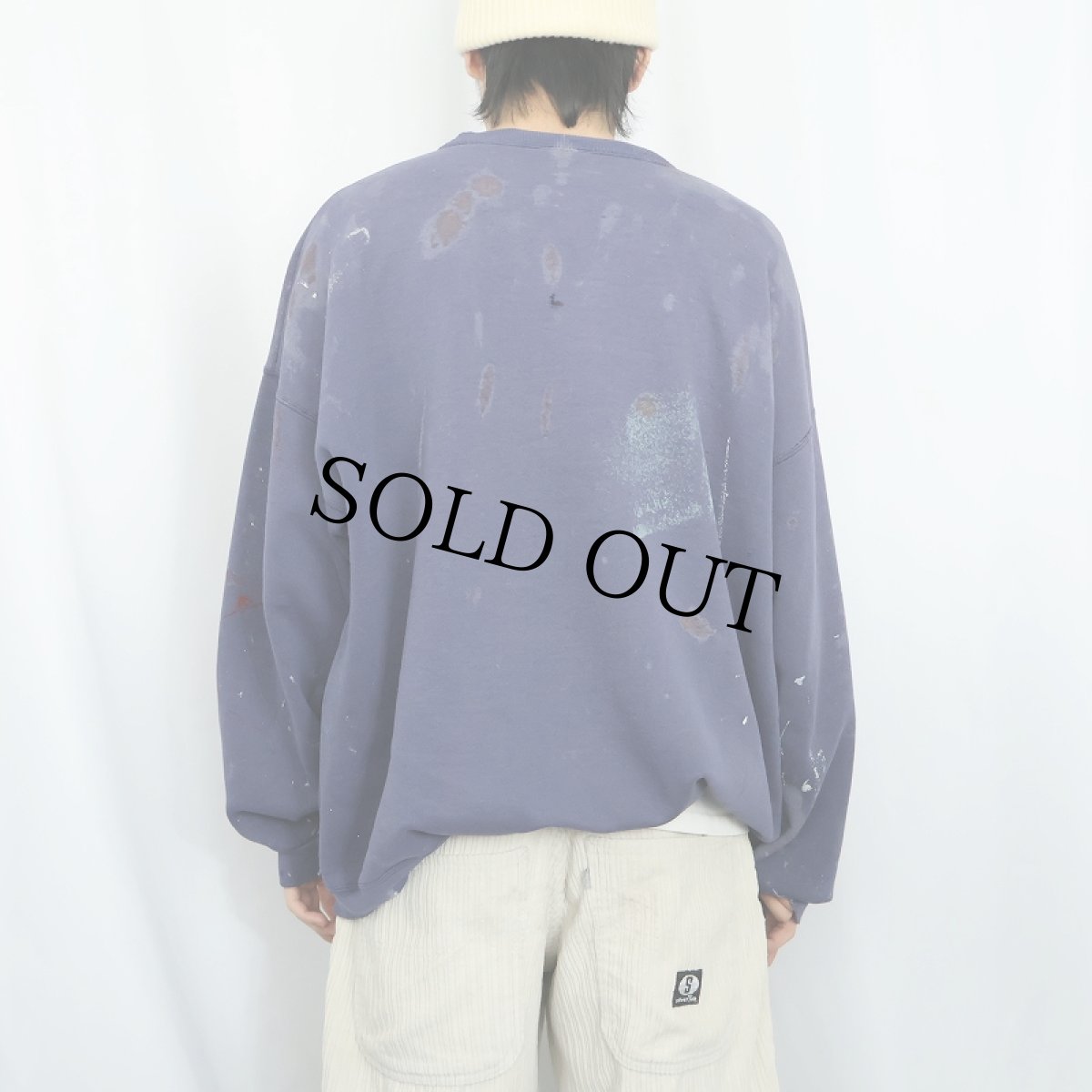 画像3: Hanes ペンキペイント 無地スウェット NAVY XL (3)