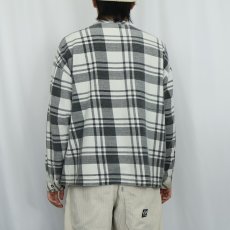 画像4: 90's GAP チェック柄 バンドカラーヘビーネルシャツ M (4)