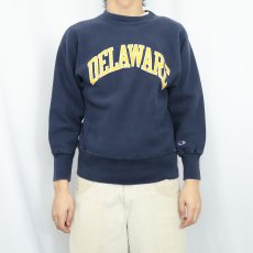 画像2: 80's Champion REVERSE WEAVE トリコタグ USA製 "DELAWARE" プリントスウェット NAVY S (2)