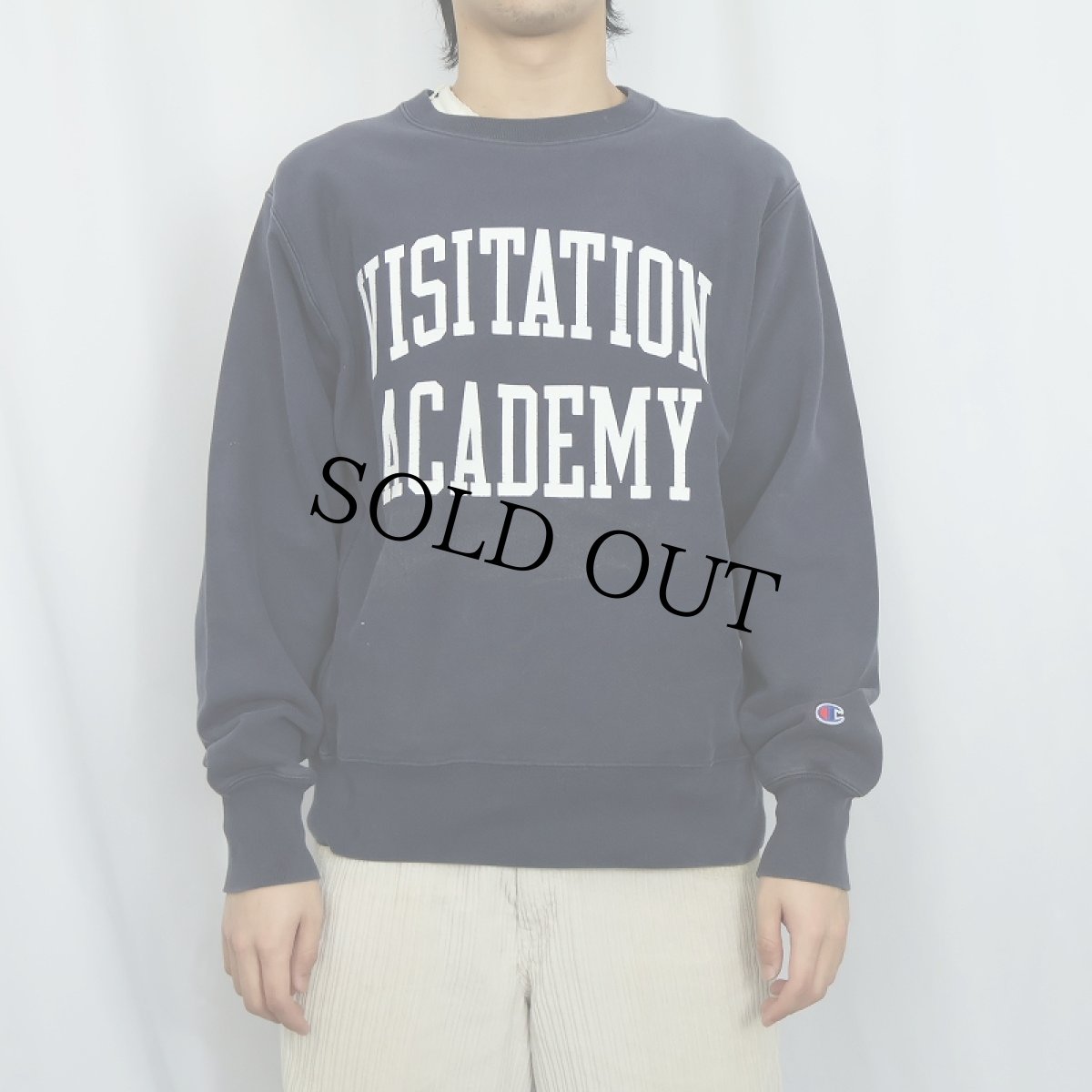 画像2: Champion REVERSE WEAVE "VISITATION ACADEMY" プリントスウェット NAVY M (2)