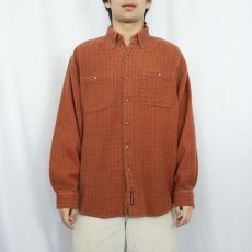 画像2: 90's THE TERRITORY AHEAD チェック柄織り ボタンダウンシャツ L (2)