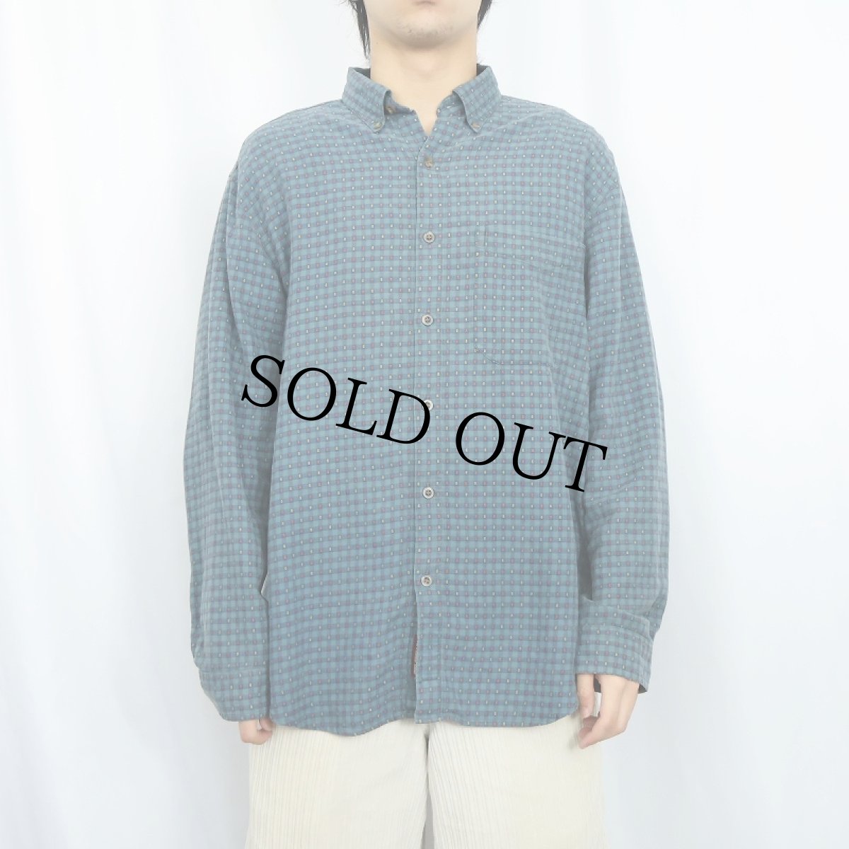 画像2: 90's THE TERRITORY AHEAD チェック柄織り ボタンダウンシャツ  (2)