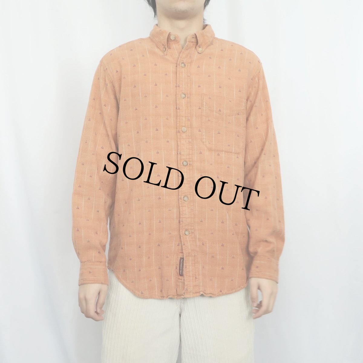 画像2: 90's THE TERRITORY AHEAD チェック柄織り ボタンダウンシャツ L (2)