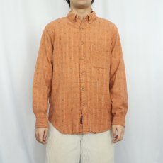 画像2: 90's THE TERRITORY AHEAD チェック柄織り ボタンダウンシャツ L (2)