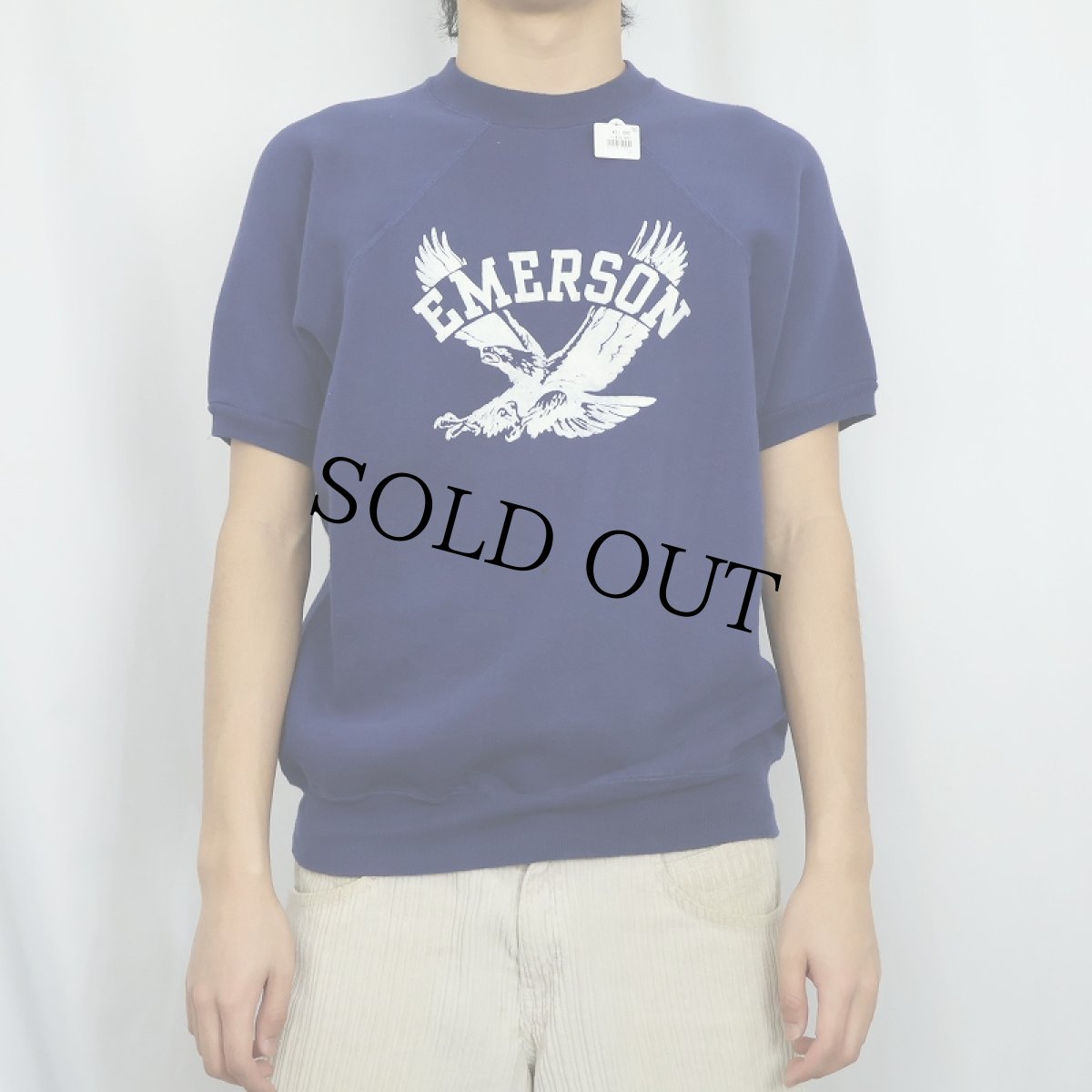 画像2: 60's Velva Sheen "EMERSON" フロッキープリント 半袖スウェット XL (2)