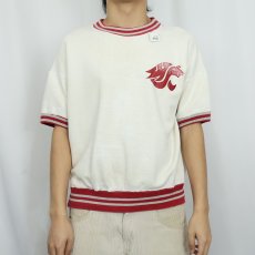 画像2: 60's Champion 大文字ランタグ USA製 "Cougars" プリント半袖スウェット L (2)