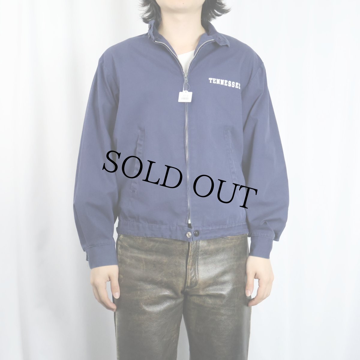 画像2: 50's Dan River "TENNESSEE" コットンスイングトップ NAVY M (2)