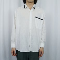 画像2: 90's〜 Outrigger コットン×リネン デザインシャツ L (2)