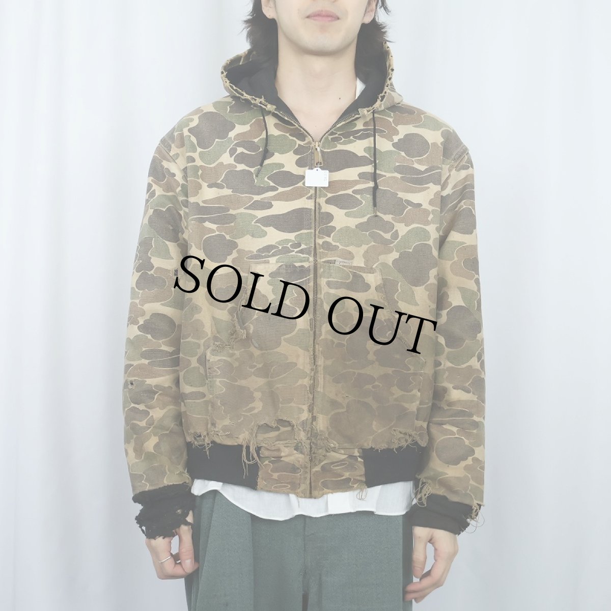 画像2: 80〜90's Carhartt ダックハンターカモ柄 ダックアクティブパーカー (2)