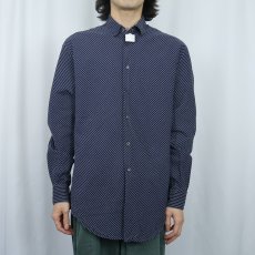 画像2: 90's ARMANI COLLEZIONI ITALY製 織り柄 コットンシャツ NAVY M (2)