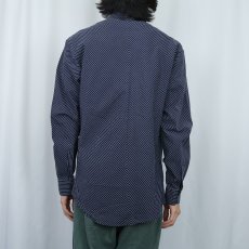 画像3: 90's ARMANI COLLEZIONI ITALY製 織り柄 コットンシャツ NAVY M (3)