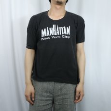 画像2: 70's "MANHATTAN New York City" パキ綿 プリントTシャツ BLACK L (2)