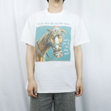 画像2: 90's Nate Owens "If you think this end looks funny.." 馬プリントTシャツ L (2)