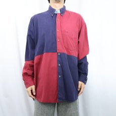 画像2: 90's GAP パネル切り替え コットンボタンダウンシャツ L (2)