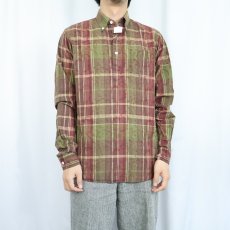 画像2: POLO Ralph Lauren チェック柄×花柄 猫目ボタン コットンボタンダウンシャツ S (2)