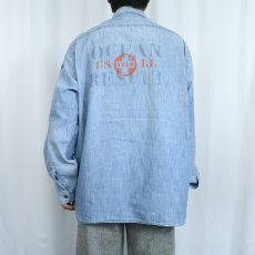 画像3: POLO Ralph Lauren "CLASSIC FIT" ステンシル入り シャンブレーシャツ XL (3)