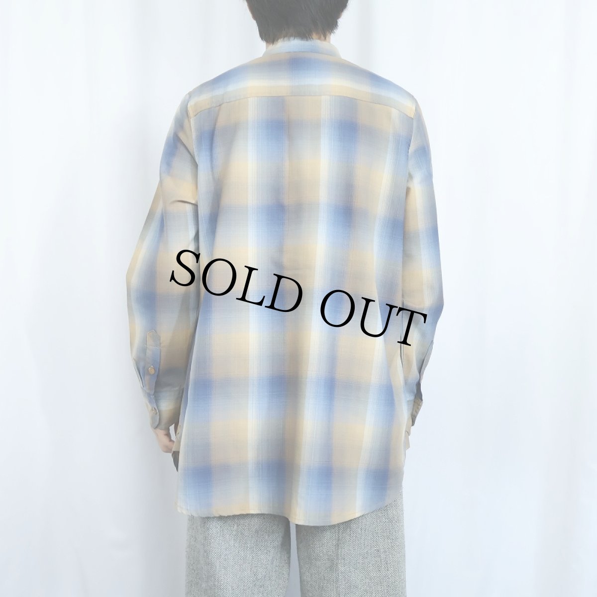 画像3: PENDLETON オンブレーチェック柄 マチ付き ウールバンドカラーシャツ XL (3)
