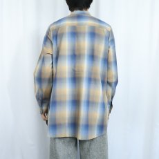画像3: PENDLETON オンブレーチェック柄 マチ付き ウールバンドカラーシャツ XL (3)