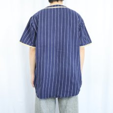 画像3: 90's〜 INFINITY BY CLASSIC ストライプ柄 コットンベースボールシャツ NAVY M (3)