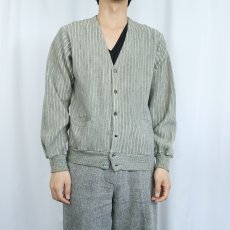 画像2: 60's〜 B.Altman & Co. ストライプ柄 ウールニットカーディガン S (2)