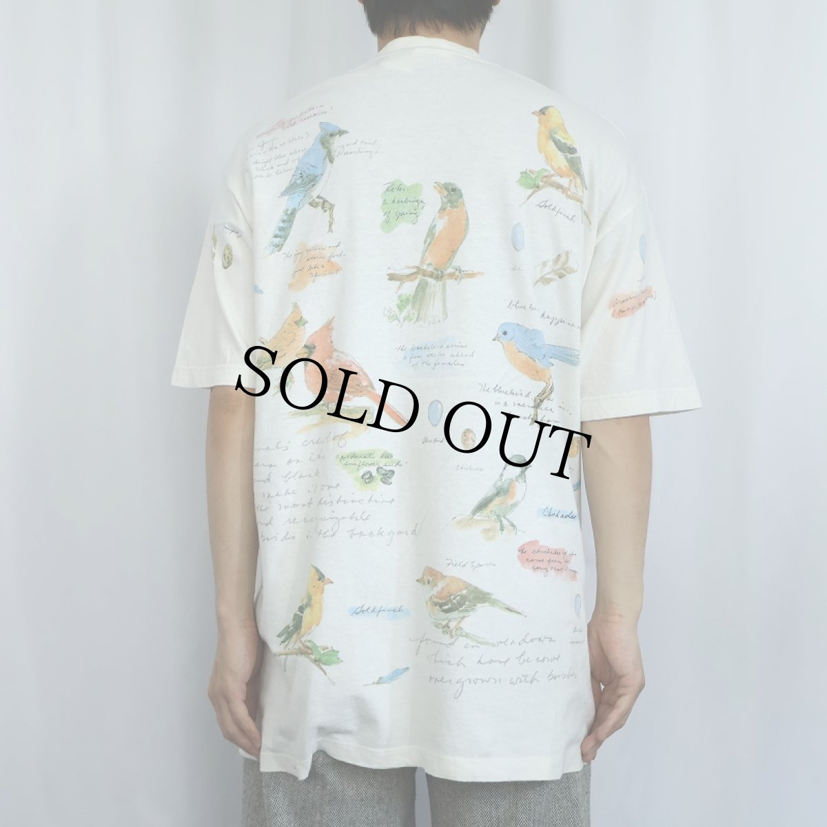 画像3: 90's rel-e-vant products USA製 鳥 プリントTシャツ L (3)