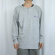 画像2: 80's Champion トリコタグ USA製 ロゴプリント ヘンリーネックTシャツ XL (2)