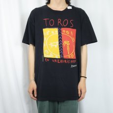 画像2: 2000's Pablo Picasso "TOROS EN VALLAURIS" アートプリントTシャツ BLACK  (2)