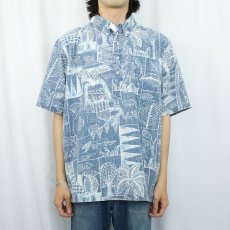 画像2: 90's Reyn Spooner バティック柄 3点留め プルオーバーハワイアンシャツ XL (2)