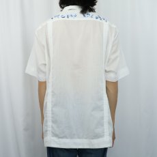 画像3: 花柄刺繍デザイン キューバシャツ  (3)