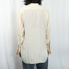 画像3: 30〜40's ストライプ柄 ダブルカフス×デタッチャブルカラー シルクドレスシャツ (3)