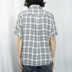 画像3: 60〜70's  White Crest チェック柄 レーヨンシャツ L (3)