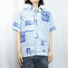 画像2: 70's〜 Action sportswear ニュースペーパー柄 プルオーバーシャツ  (2)
