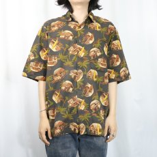 画像2: 90's Reyn Spooner Joe Kealoha オールオーバーパターン コットンハワイアンシャツ BROWN M (2)